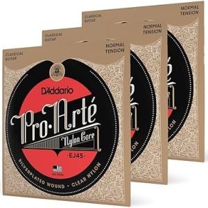 D'Addario Cuerdas para Guitarra Española | EJ45 Pro-Arte Juego de Cuerdas Clásica de Nylon(PACK 3)