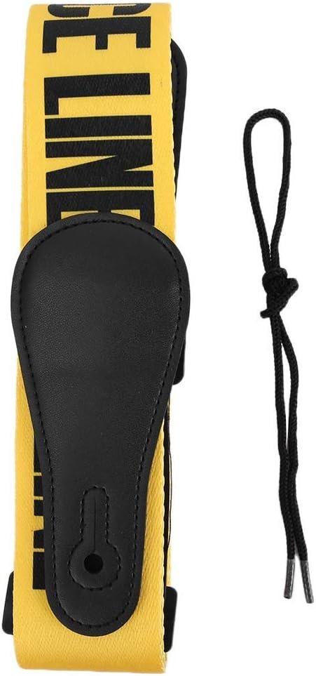 Correa De Guitarra, PatróN De LíNea De Advertencia Amarilla Ajustable Universal Correas De Guitarra Con Extremos De Cuero Adecuado Para Bajo, Guitarras EléCtricas Y AcúSticas - Imagen 3