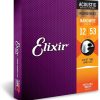 Elixir Cuerdas de guitarra acústica Elixir Strings de bronce fosforado con recubrimiento NANOWEB, calibre ligero, 1 Pack, Light (12-53)