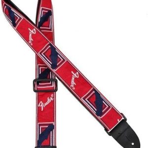 Fender Correa con monograma, longitud totalmente ajustable (36 pulgadas, 58 pulgadas), rojo