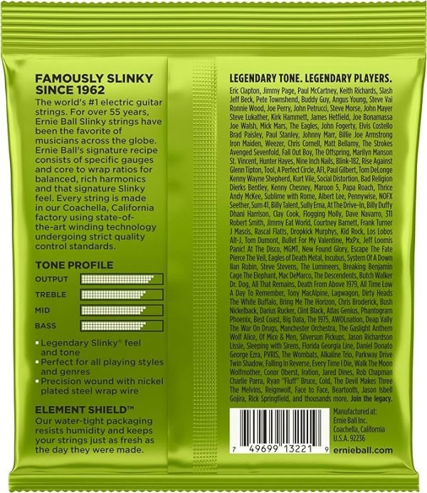 CUERDAS Ernie Ball Regular Slinky - Cuerdas para guitarra eléctrica, entorchado de níquel, 1 paquete, calibre 10-46 - Imagen 2