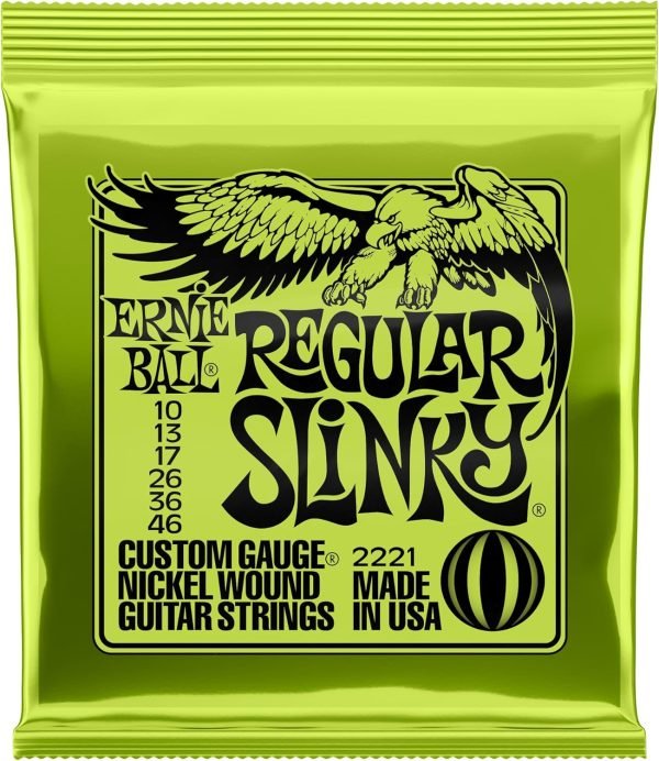 CUERDAS Ernie Ball Regular Slinky - Cuerdas para guitarra eléctrica, entorchado de níquel, 1 paquete, calibre 10-46