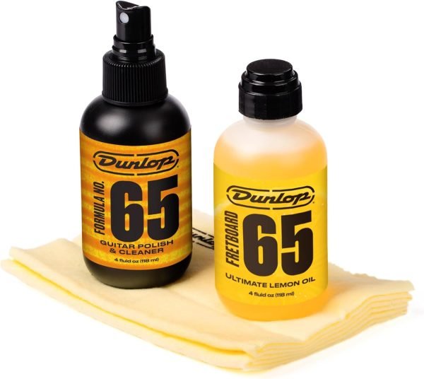 JIM DUNLOP | 6503 System 65 Body & Fingerboard Cleaning Kit, para limpieza del cuerpo y teclado de guitarra, incluye dos paños de microfibra.